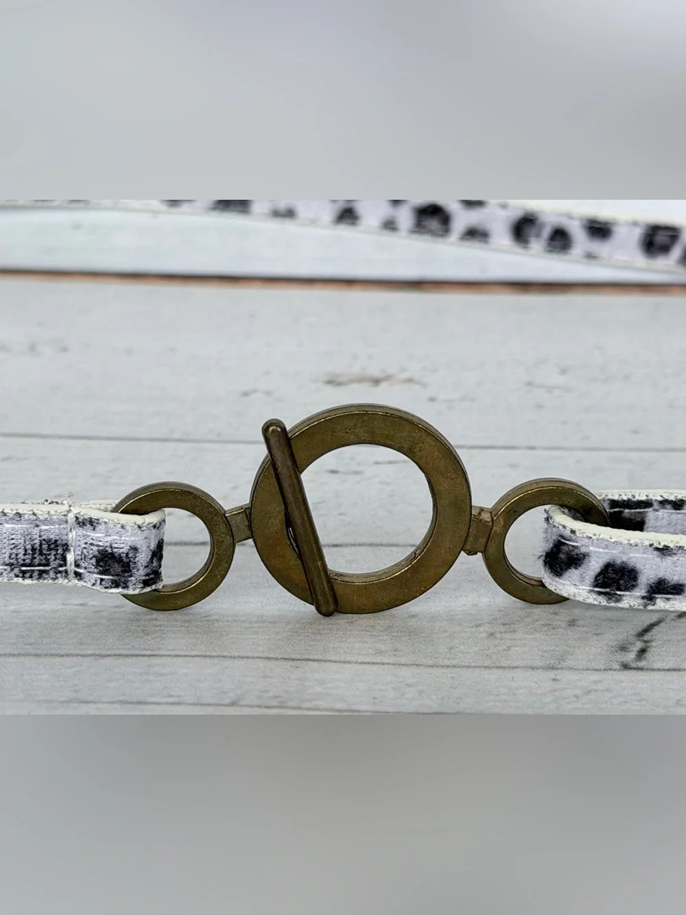 Vintage Women's Skinny Snow Leopard Print Belt